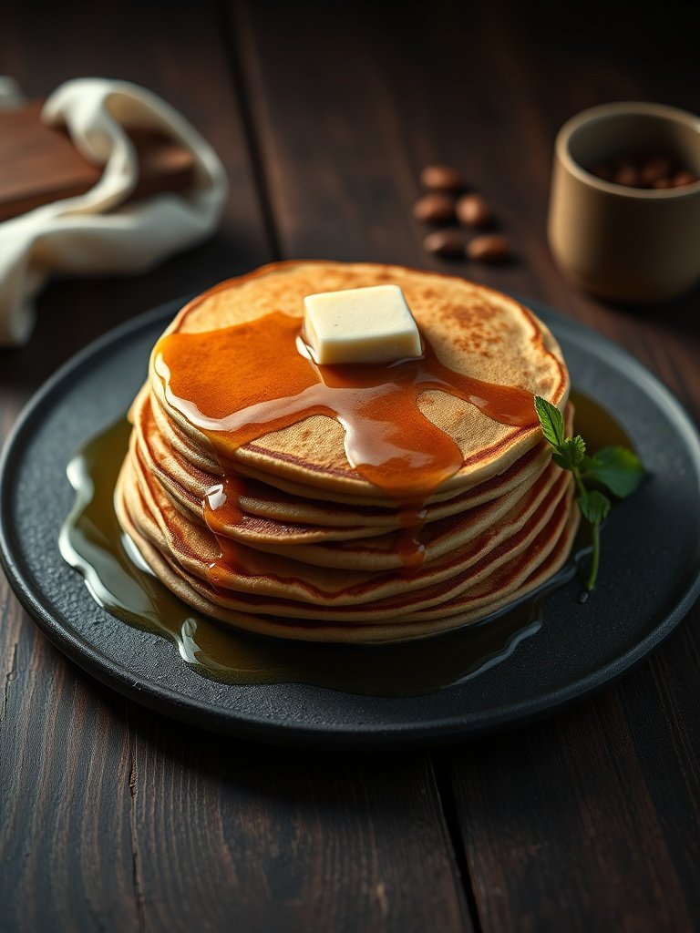 Best homemade elegant Mother's Day pancakes with fresh berries and syrup, max 125 chars