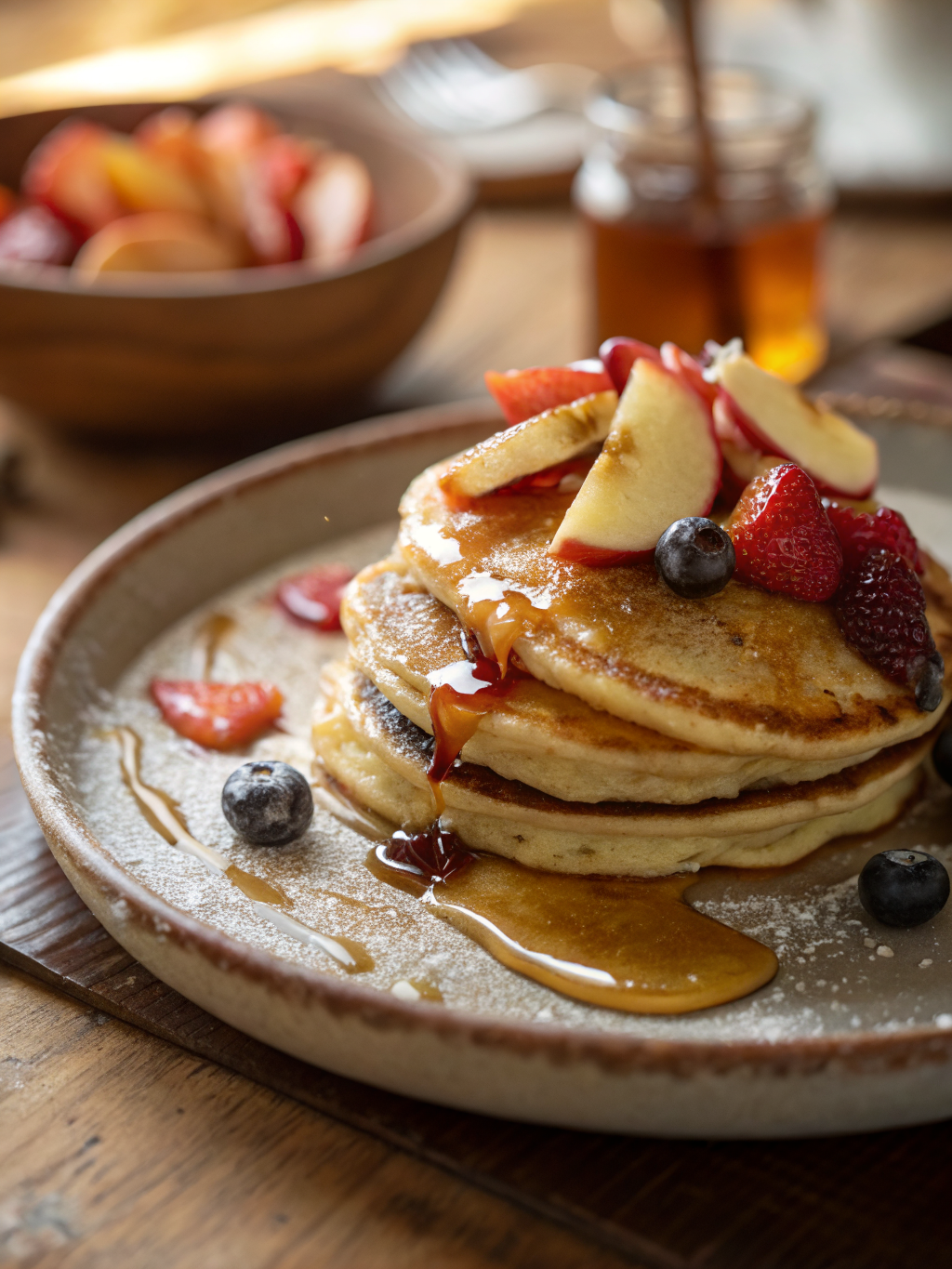 easy brunch pancakes recipe plated breakfast close-up