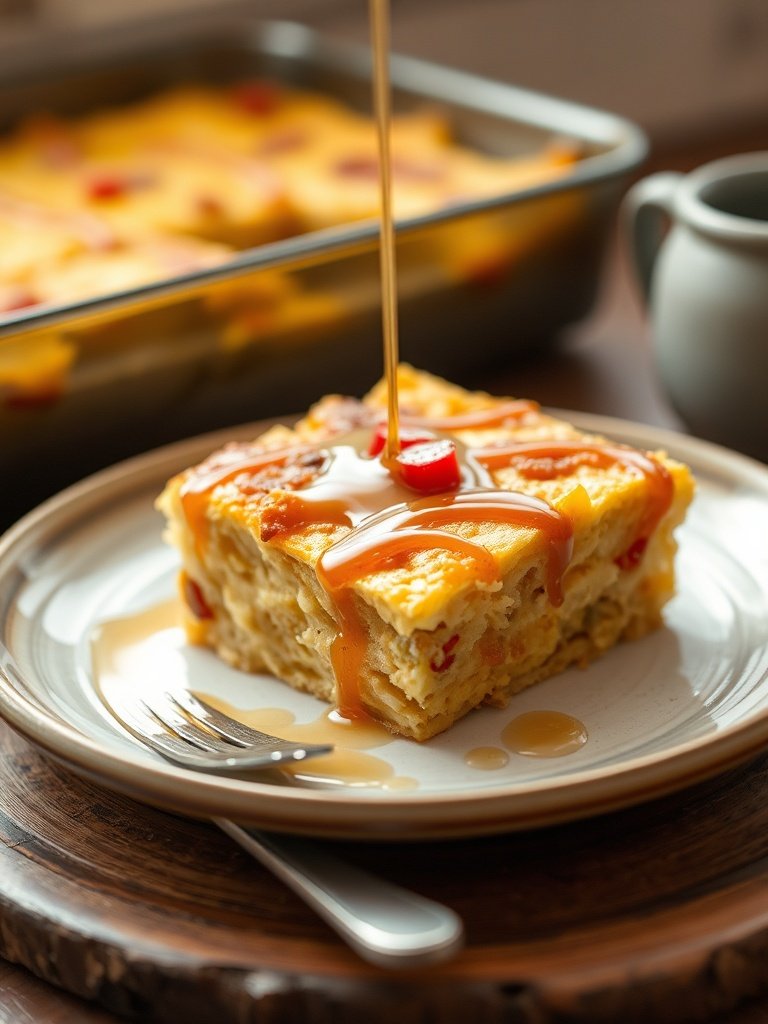 easy mother's day brunch casserole plated breakfast close-up