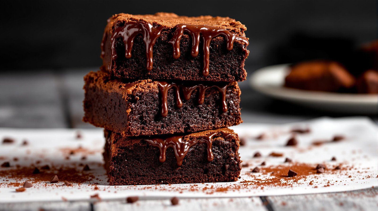 Fudgy brownies recipe cut into squares on parchment paper