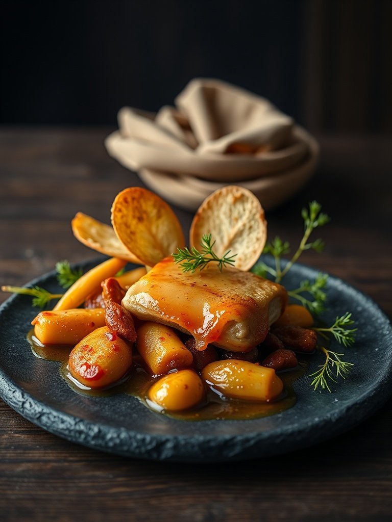 homemade elegant mother's day elegant dinner beautifully plated, warm light