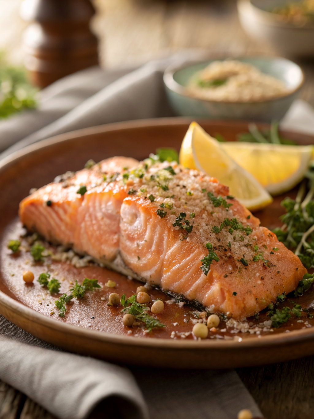 salmon recipe air fryer close-up serving shot