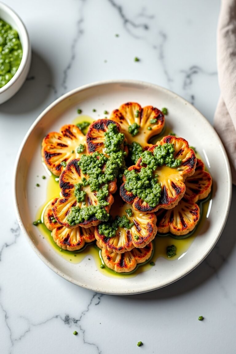 Delicious Grilled Cauliflower Steaks with Chimichurri Sauce — A Flavorful Vegetarian Dish