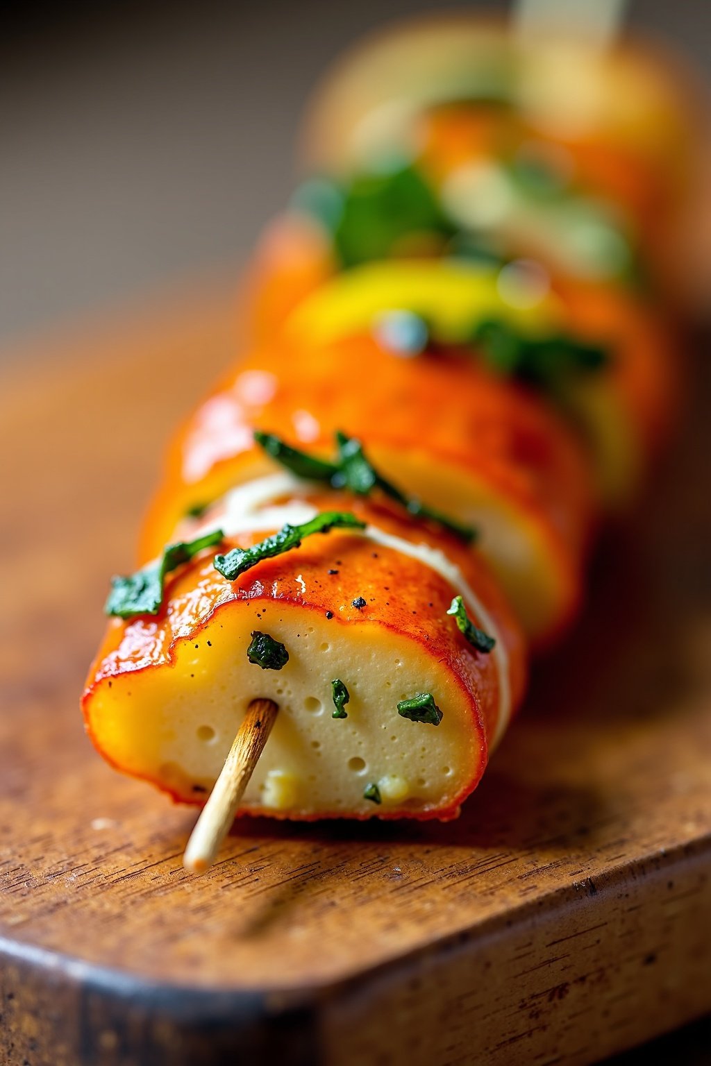 Grilled Vegetable and Halloumi Skewers with Lemon Herb Dressing cross-section