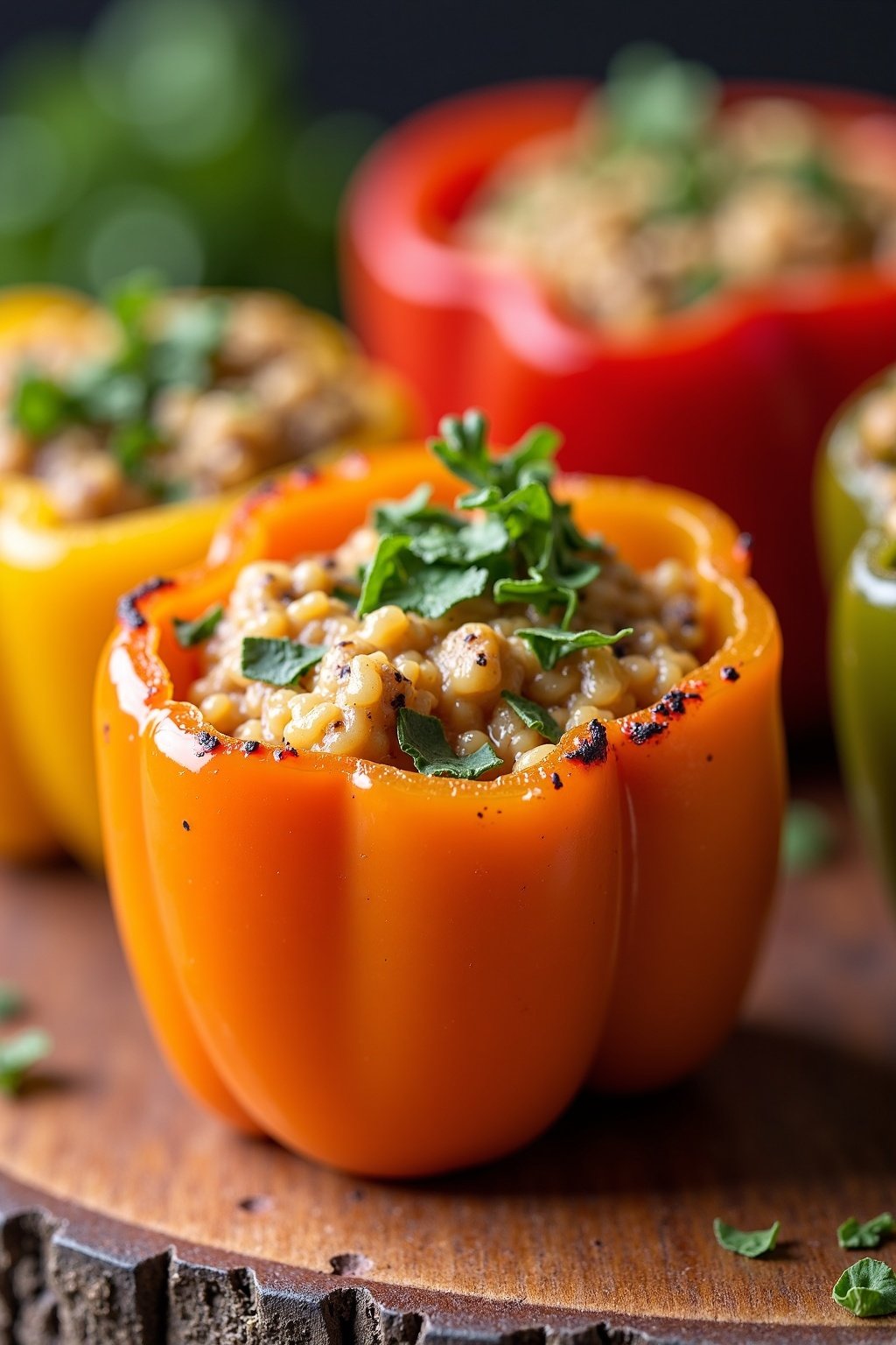 Grilled Vegetable and Quinoa Stuffed Bell Peppers Recipe cross-section showing textures
