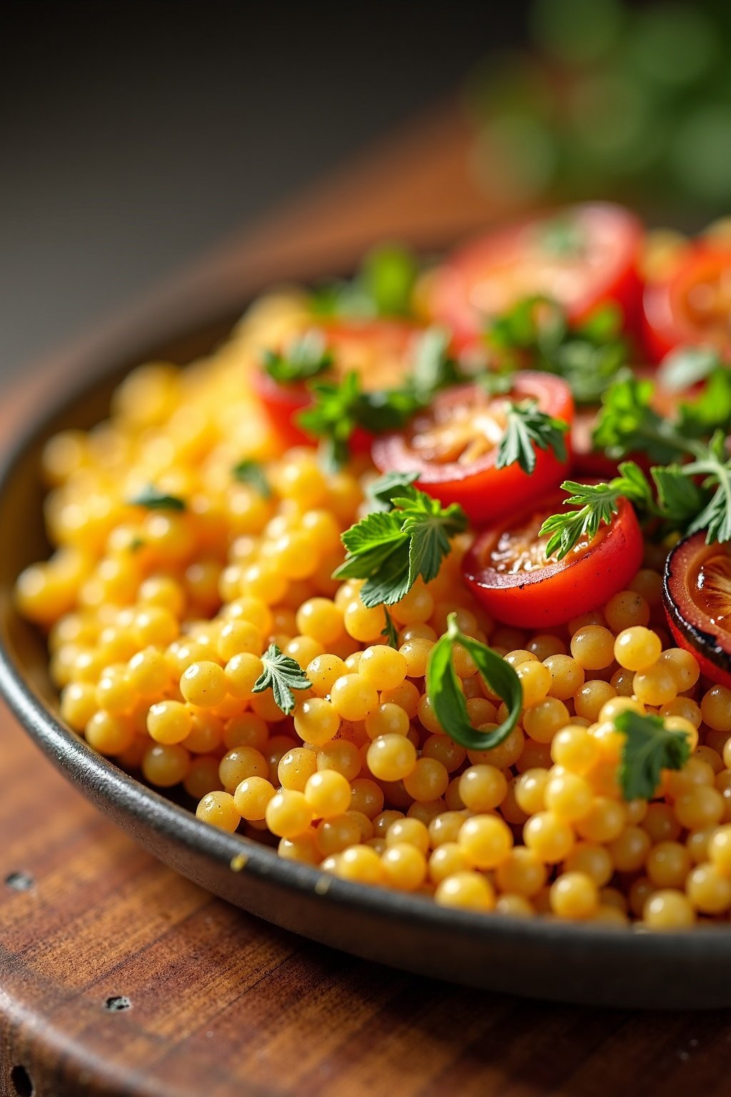Grilled Vegetable Couscous with Lemon Herb Dressing Recipe cross-section, detailed texture