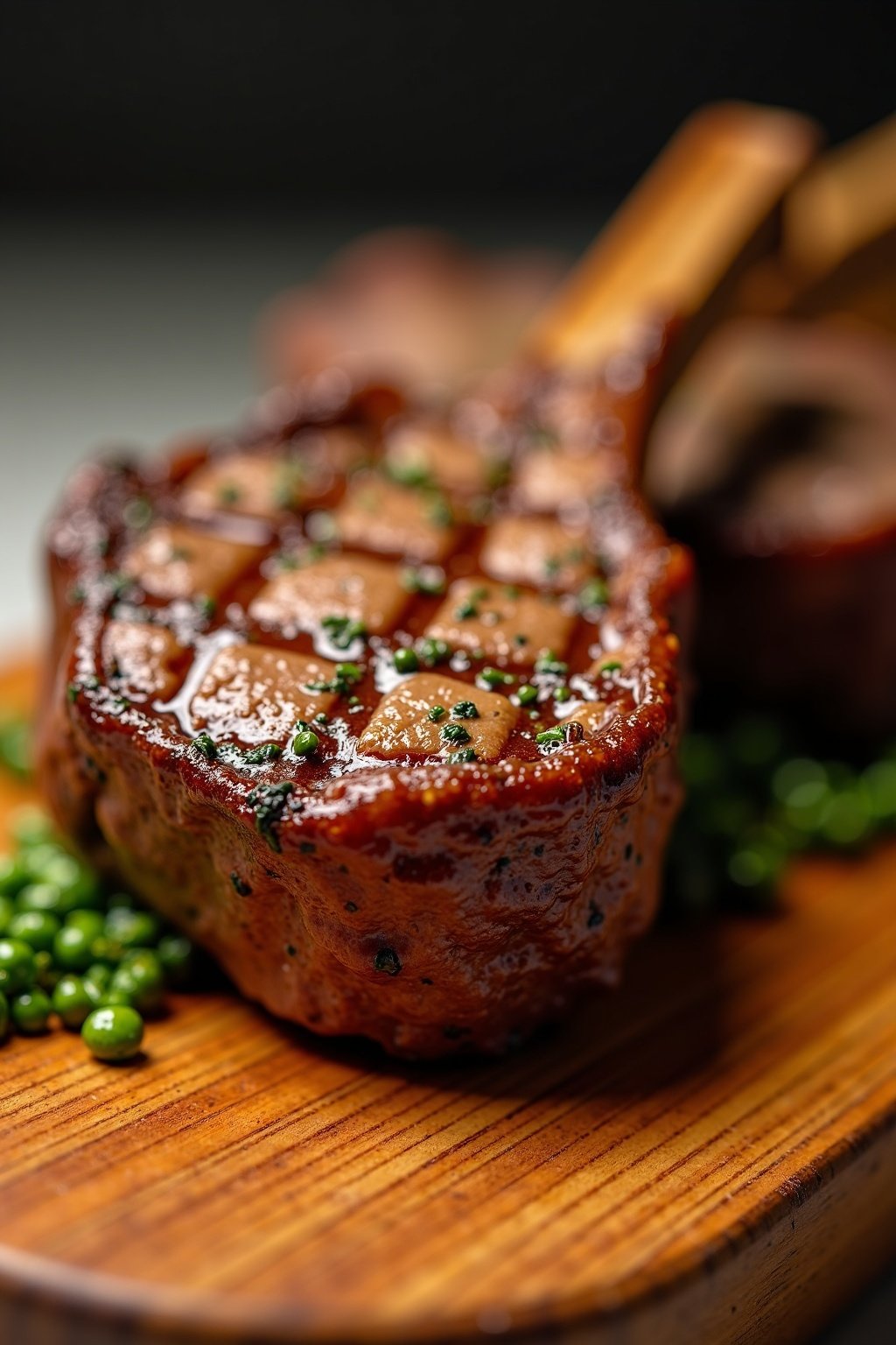 Herb-crusted Grilled Lamb Chops for Father's Day cross-section, detailed texture