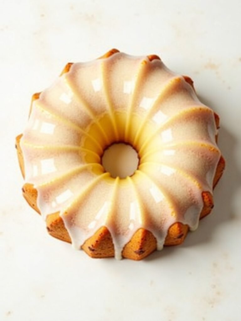 Lemon Lavender Mother's Day Bundt Cake on rustic plate, warm light