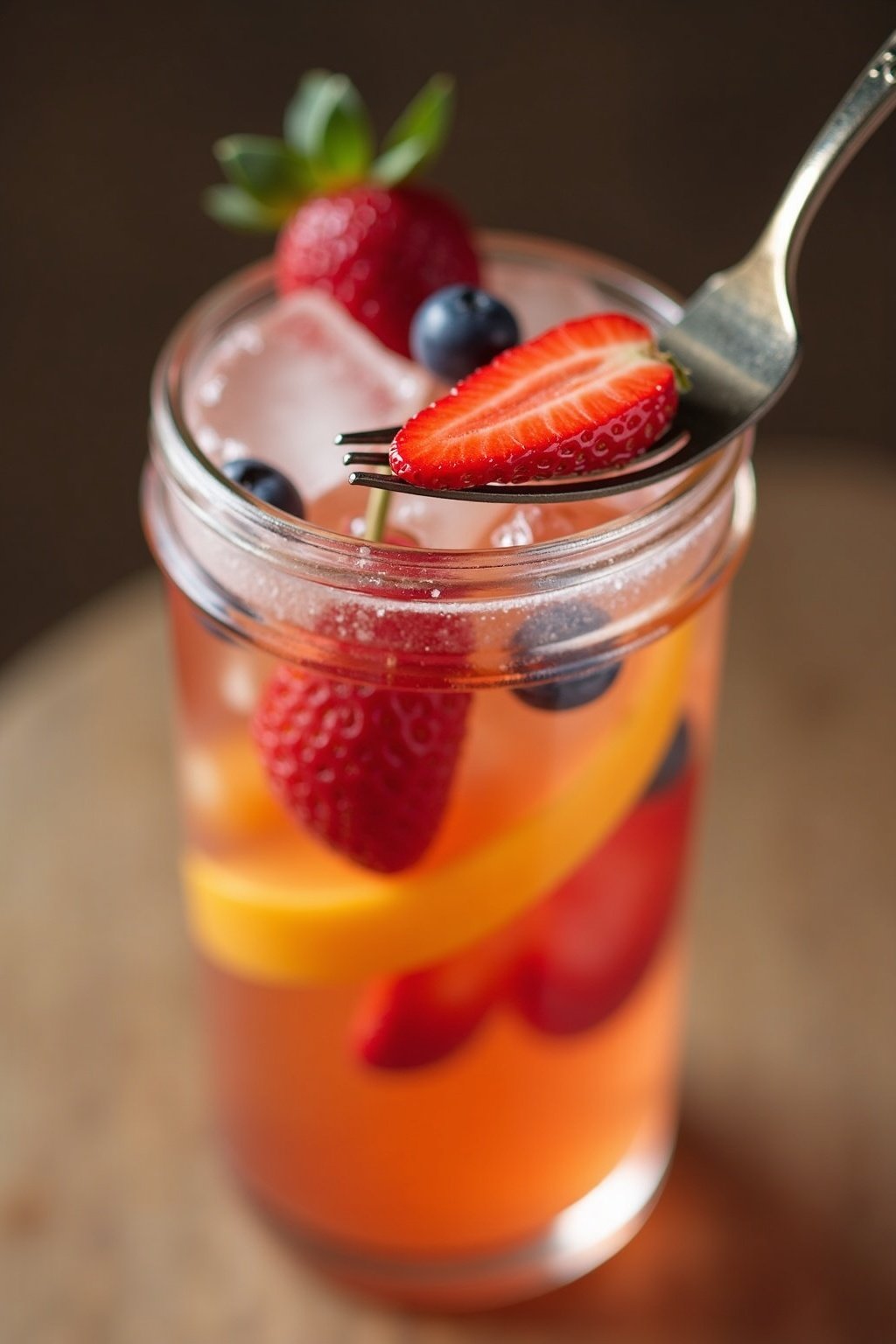 Homemade Fruit infused water close-up