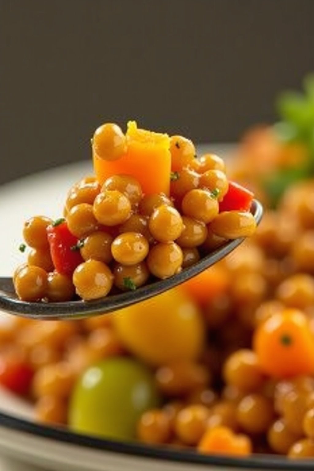 Savory Lentil and Vegetable Curry Recipe close-up detail with fresh herbs, max 125 chars