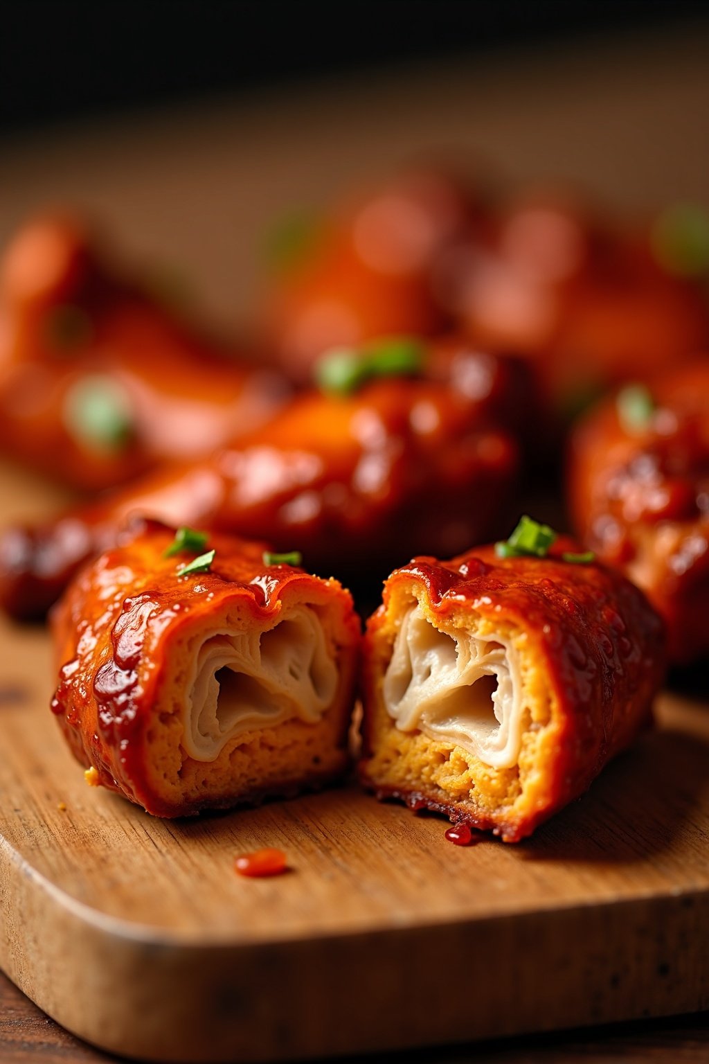 Smoky chipotle BBQ chicken wings recipe cross-section or sliced, max 125 chars