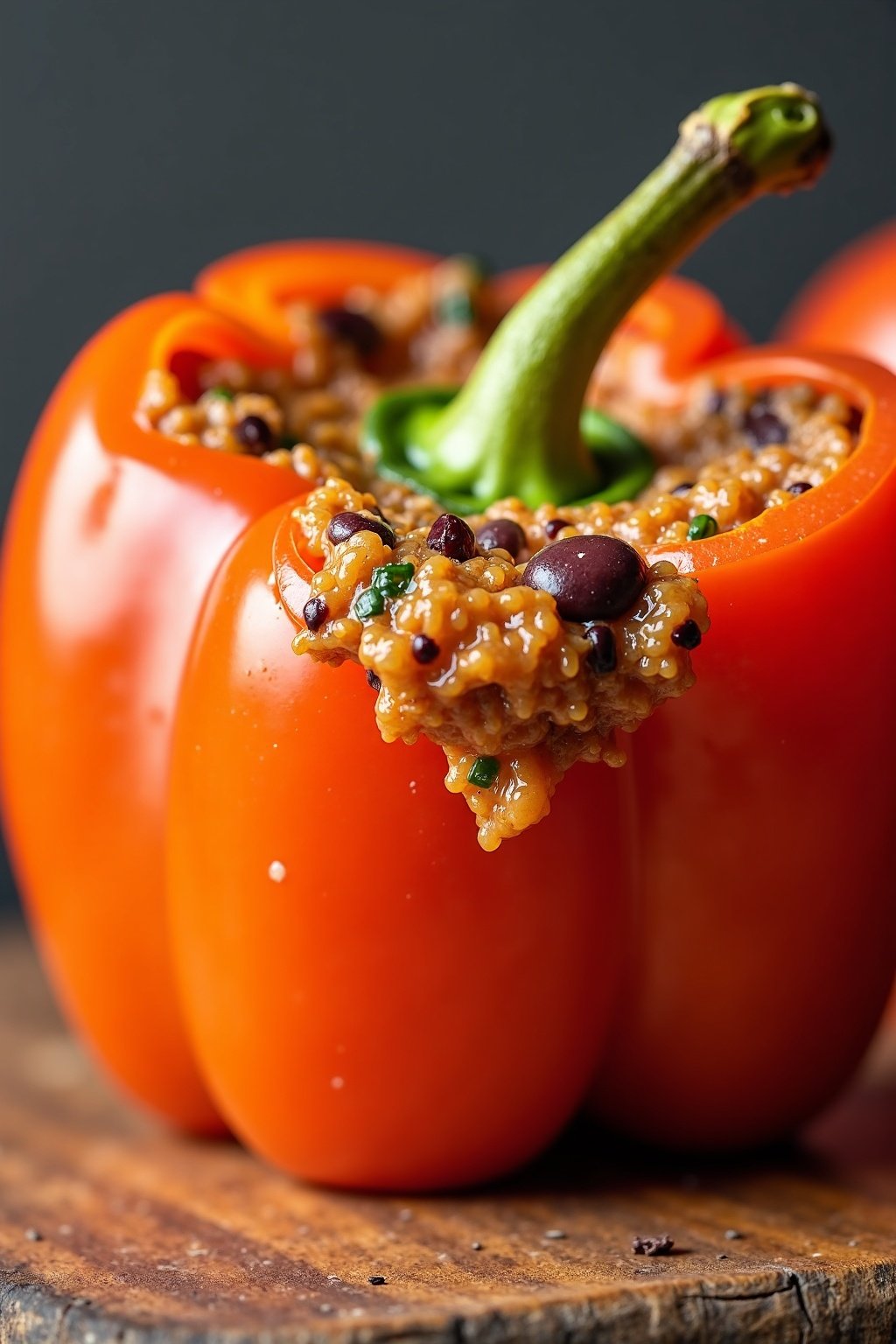 vegetarian stuffed bell peppers with quinoa and black beans cross-section