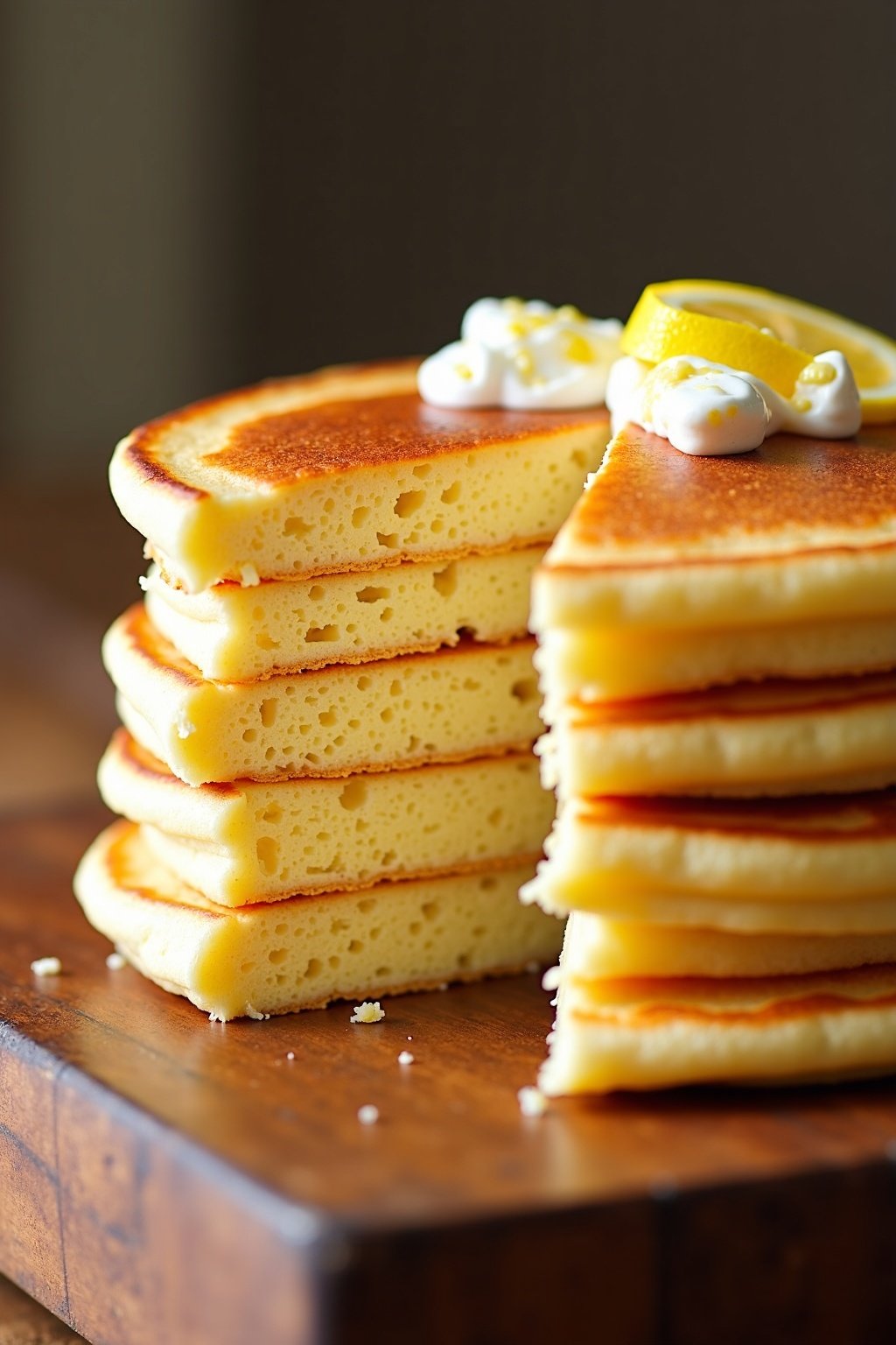 Zesty Lemon Ricotta Pancakes for Mother's Day Brunch cross-section showing texture