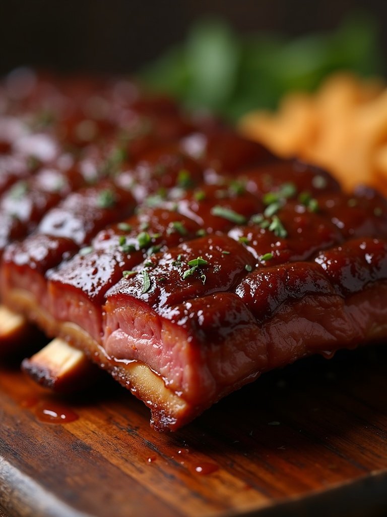 BBQ ribs close up