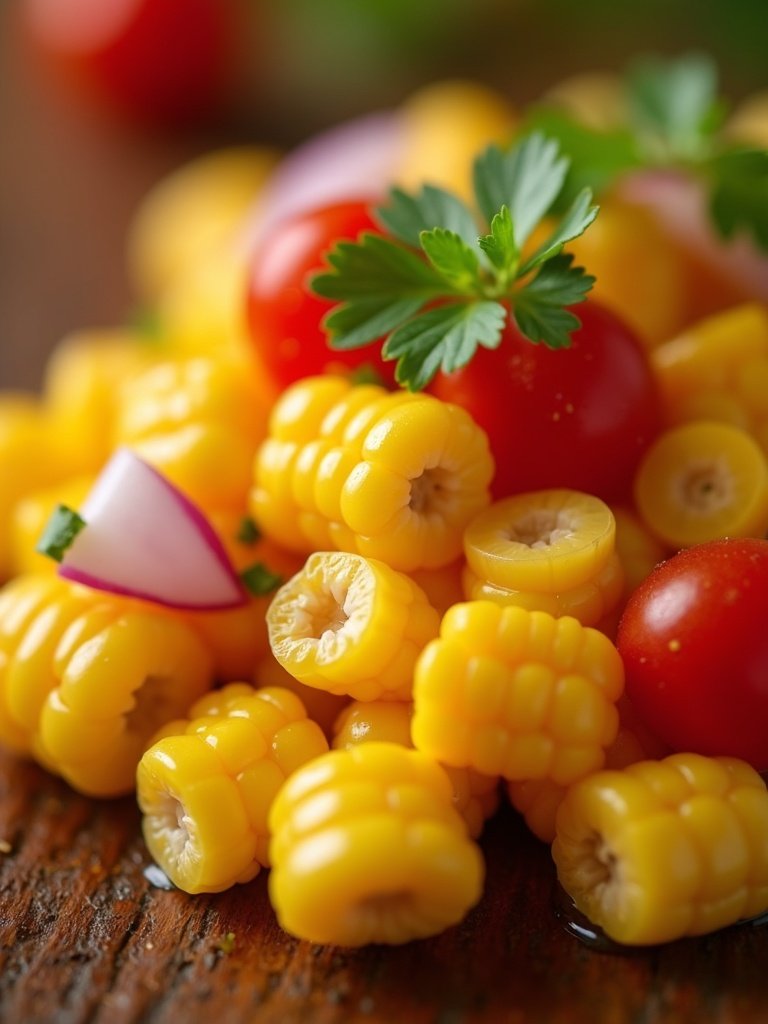 Low Carb Corn salad close up