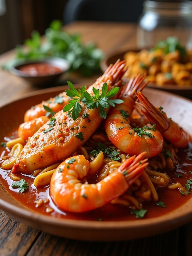 Low Carb Seafood boil close up